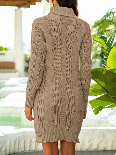 Turtleneck Ribbed Sweater Dress - All Dresses - Dresses - 6 - 2024