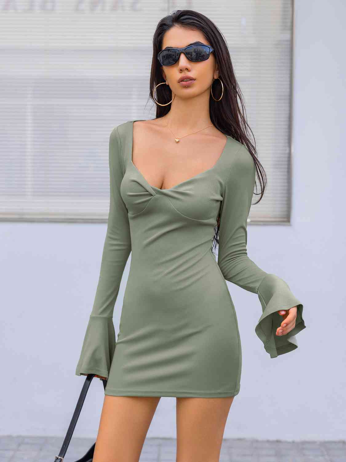 Twisted Flare Sleeve Mini Dress - All Dresses - Dresses - 4 - 2024