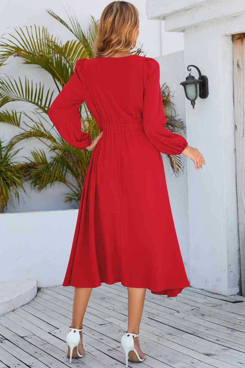 Twisted Long Sleeve Midi Dress - All Dresses - Dresses - 6 - 2024
