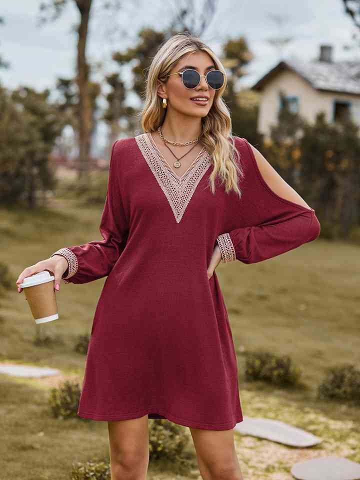 V-Neck Cutout Sleeve Mini Dress - All Dresses - Dresses - 3 - 2024