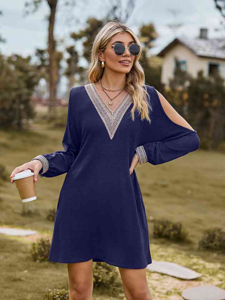 V-Neck Cutout Sleeve Mini Dress - All Dresses - Dresses - 6 - 2024