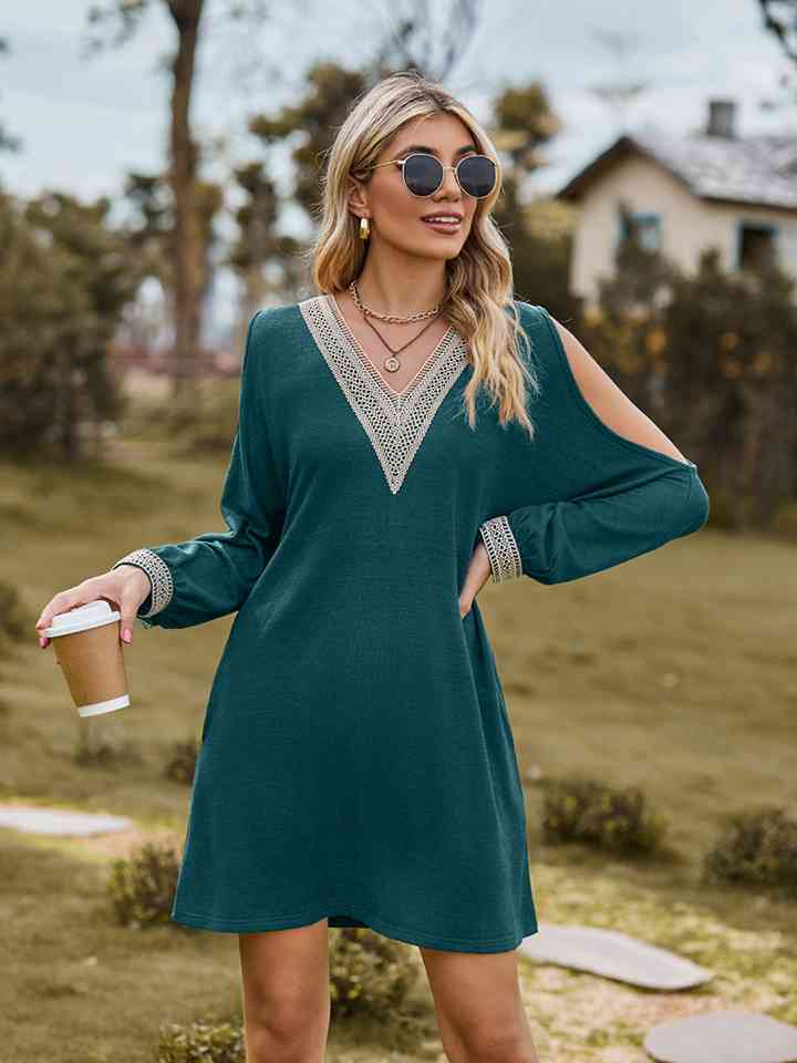 V-Neck Cutout Sleeve Mini Dress - All Dresses - Dresses - 14 - 2024