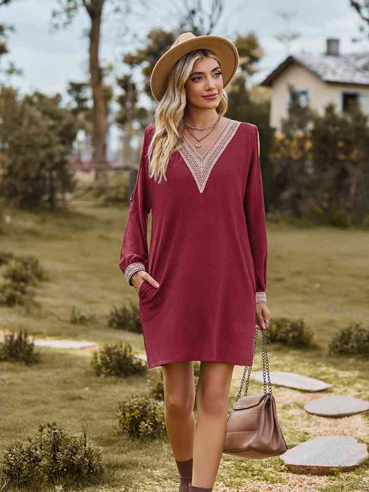 V-Neck Cutout Sleeve Mini Dress - All Dresses - Dresses - 4 - 2024