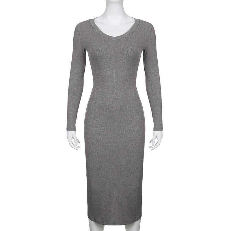 V-neck Knitted Dress - All Dresses - Dresses - 8 - 2024
