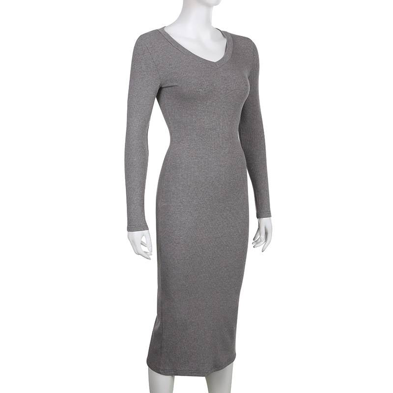 V-neck Knitted Dress - All Dresses - Dresses - 9 - 2024