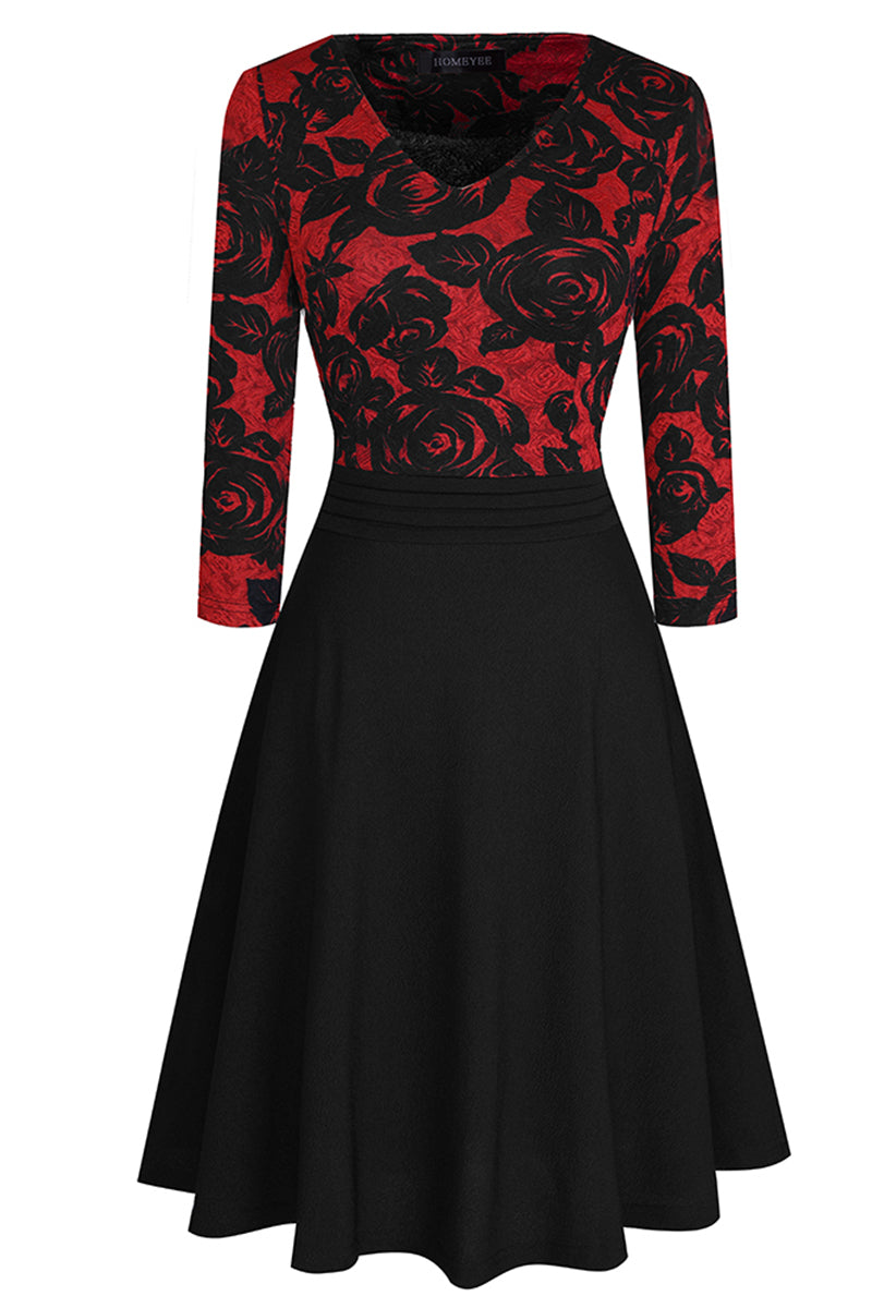 V-Neck Lace Detail Knee-Length Dress - Floral / S - All Dresses - Dresses - 15 - 2024