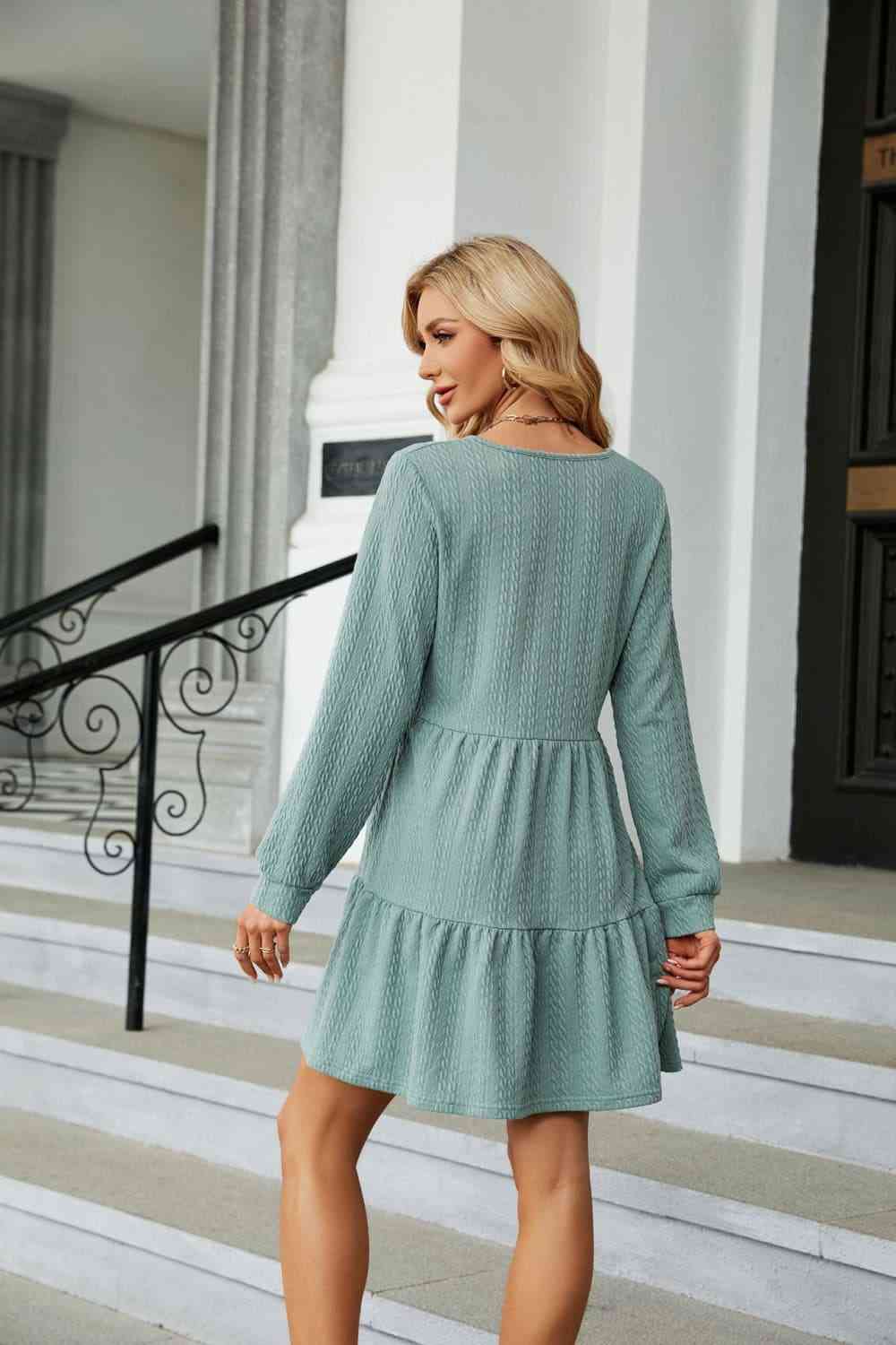 V-Neck Long Sleeve Mini Dress - All Dresses - Dresses - 6 - 2024