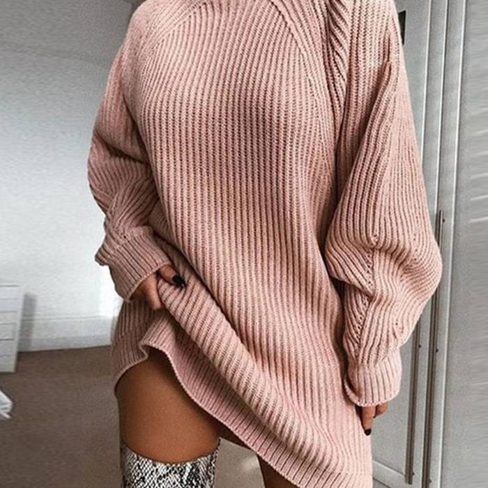 V Neck Ruffle Knitted Sweater Dress - Pink / M - All Dresses - Shirts & Tops - 15 - 2024