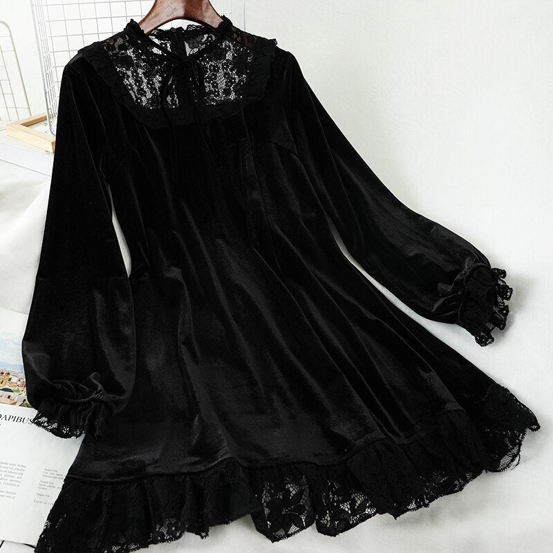 Velvet Turtleneck Dress - Black / L - All Dresses - Shirts & Tops - 11 - 2024