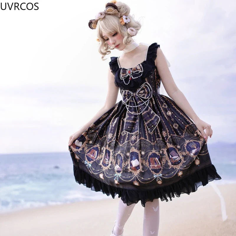 Victoria Vintage Gothic Lolita Star Bow JSK Dress - Black / S - All Dresses - Dresses - 5 - 2024