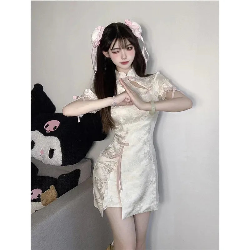 Vintage Cheongsam Y2K Lolita Dress - Harajuku Style - Beige / S - All Dresses - Dresses - 3 - 2024