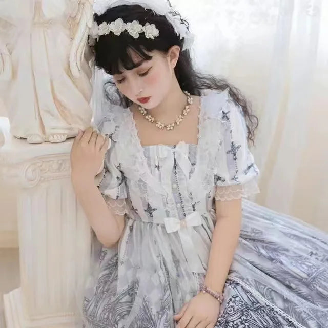 Vintage Gothic Lolita JSK Dress - Harajuku Cosplay - OP White - All Dresses - Dresses - 9 - 2024