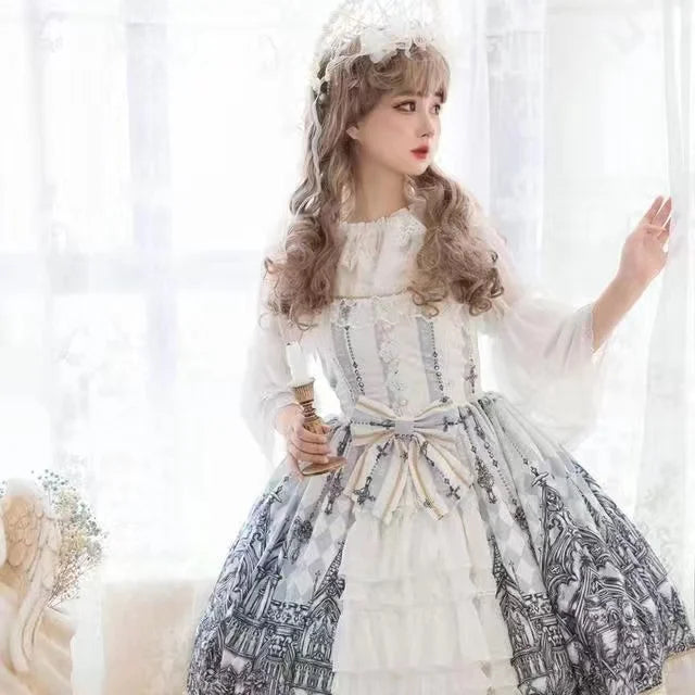 Vintage Gothic Lolita JSK Dress - Harajuku Cosplay - Jsk White - All Dresses - Dresses - 7 - 2024