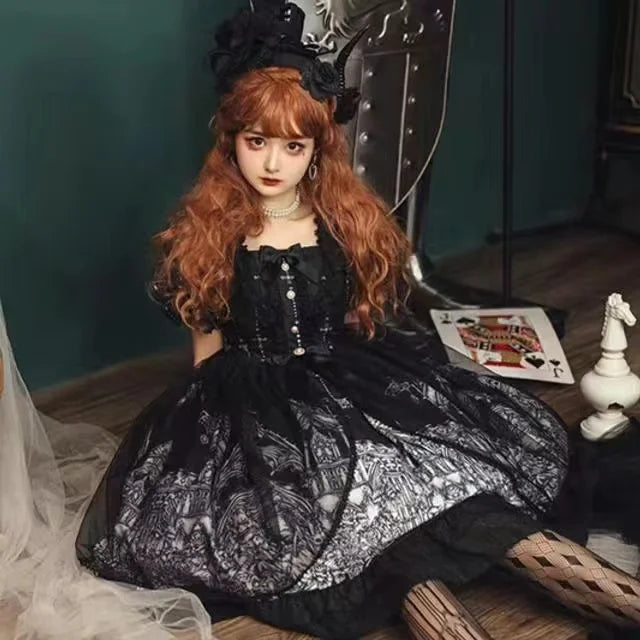 Vintage Gothic Lolita JSK Dress - Harajuku Cosplay - OP Black - All Dresses - Dresses - 10 - 2024