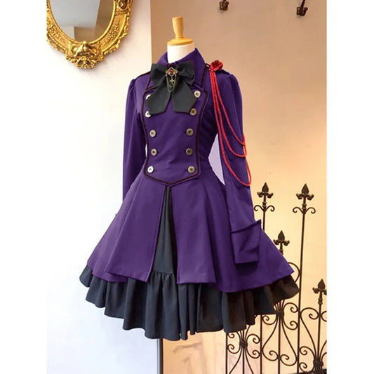 Vintage Gothic Lolita OP Dress - Ruffle Bow Tie - 2-Purple / S / CHINA - All Dresses - Dresses - 7 - 2024