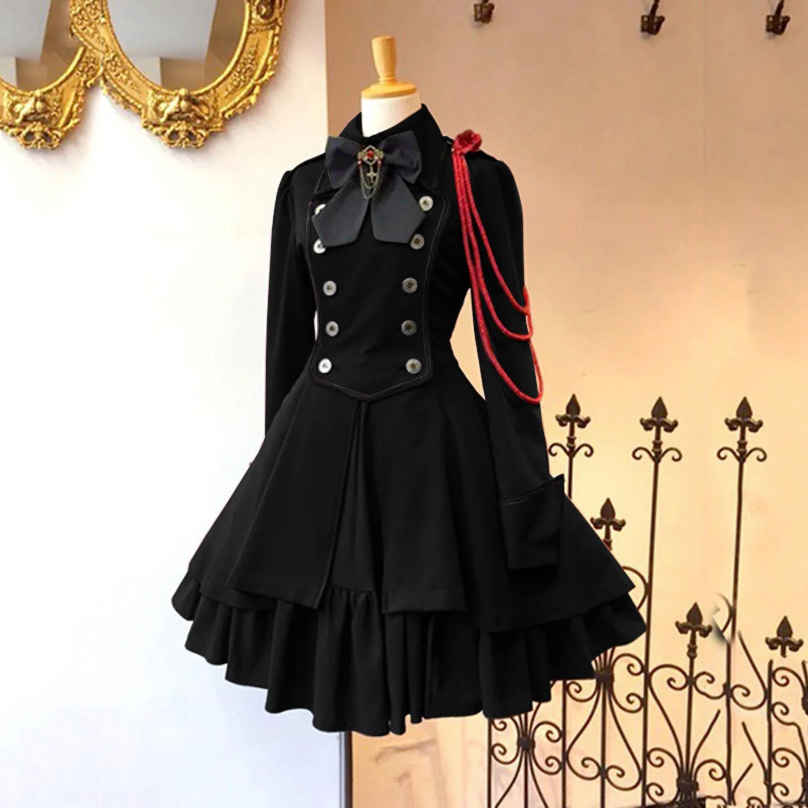Vintage Gothic Lolita OP Dress - Ruffle Bow Tie - All Dresses - Dresses - 4 - 2024