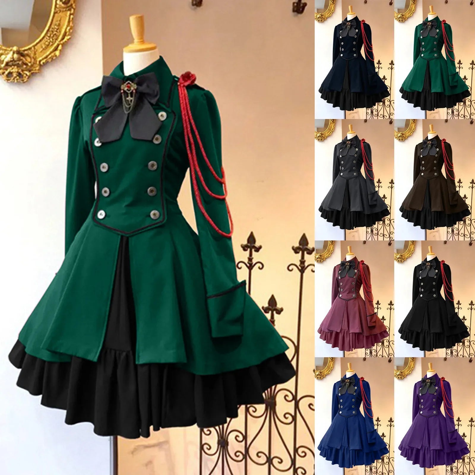 Vintage Gothic Lolita OP Dress - Ruffle Bow Tie - All Dresses - Dresses - 1 - 2024