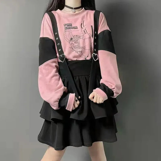 Vintage Gothic Punk Lolita Skirt - High Waist Harajuku Y2K Mini Suspender Skirt - All Dresses - Skirts - 1 - 2024