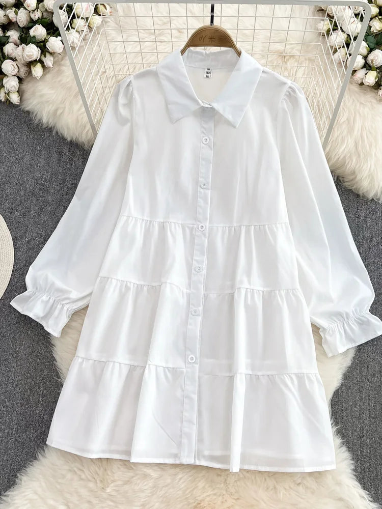 Women’s Two-Piece Set - White Shirt Dress with Waistcoat - All Dresses - Outfit Sets - 5 - 2024