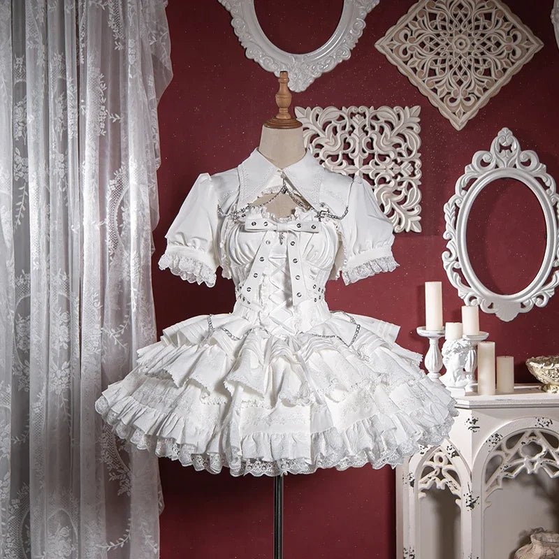 Y2K Bandage Princess Dress - Vintage Gothic Lolita JSK - Beige / S - All Dresses - Dresses - 2 - 2024