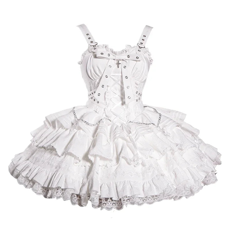 Y2K Bandage Princess Dress - Vintage Gothic Lolita JSK - White / S - All Dresses - Dresses - 4 - 2024