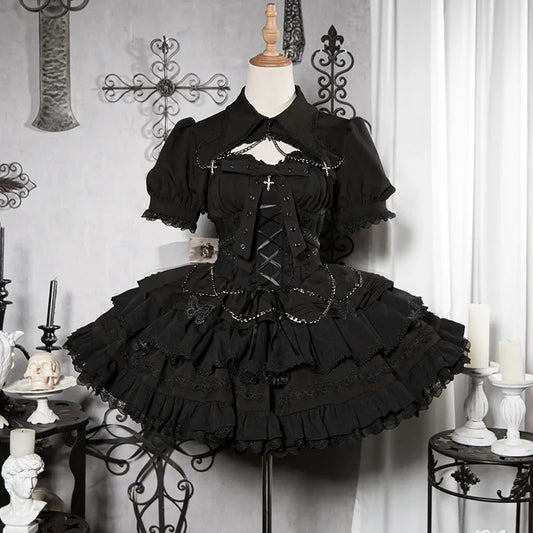 Y2K Bandage Princess Dress - Vintage Gothic Lolita JSK - Black / S - All Dresses - Dresses - 1 - 2024
