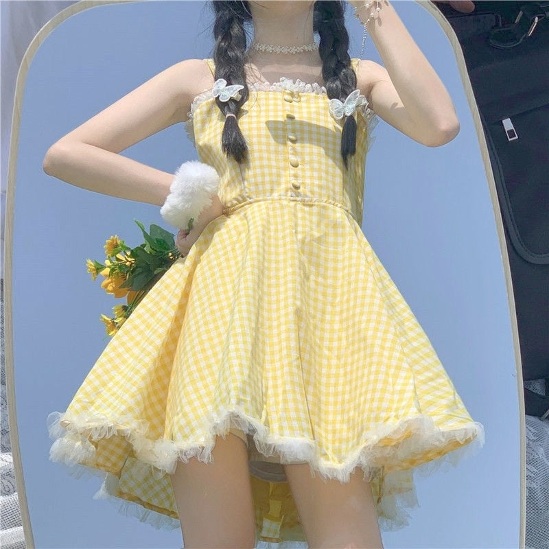 Yellow Plaid Fairy Tale Dress - All Dresses - Skirts - 1 - 2024