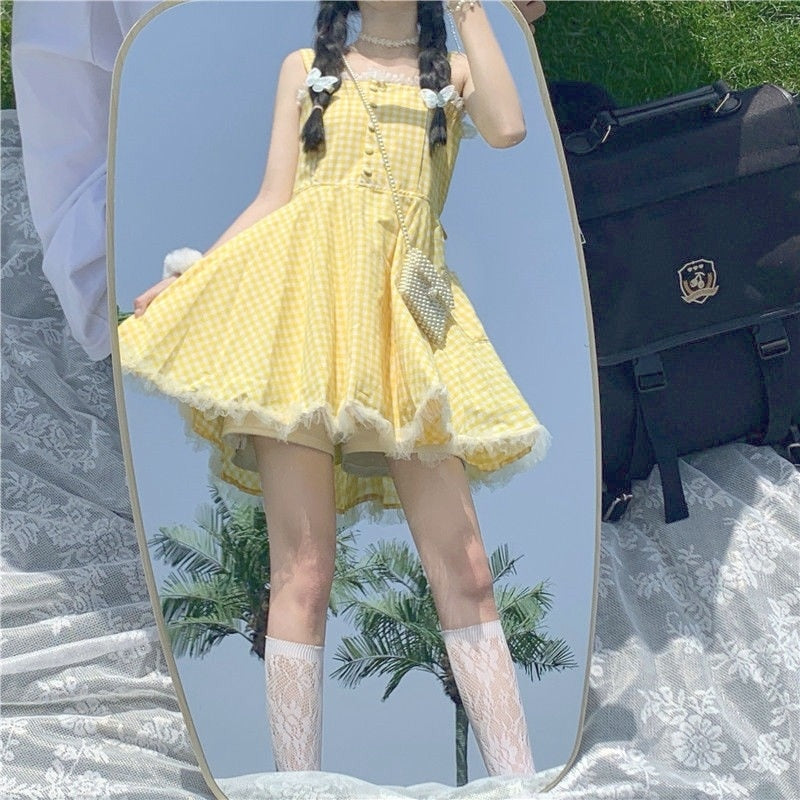 Yellow Plaid Fairy Tale Dress - All Dresses - Skirts - 5 - 2024