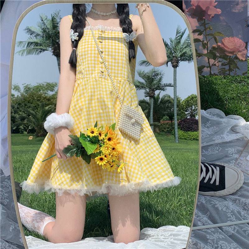 Yellow Plaid Fairy Tale Dress - All Dresses - Skirts - 6 - 2024