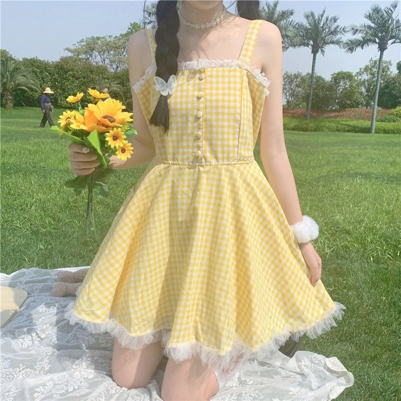 Yellow Plaid Fairy Tale Dress - All Dresses - Skirts - 2 - 2024