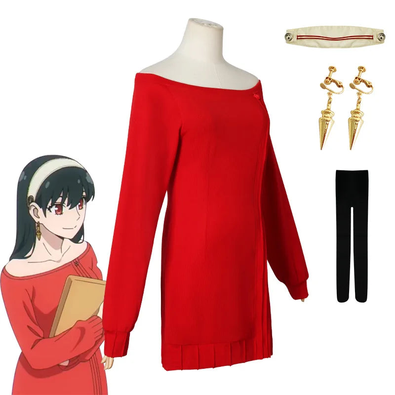 Yor Forger ’Thorn Princess’ Cosplay - Sexy Red Sweater Dress - All Dresses - Costumes - 3 - 2024