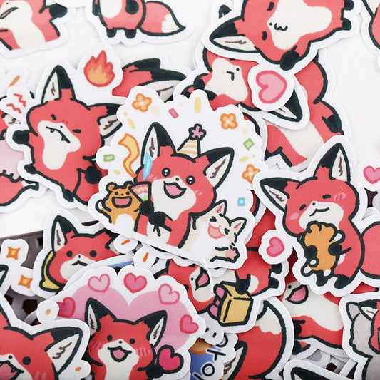 38pcs Little Fox Cartoon Stickers - DIY Photo Album Waterproof Decoration - Fox - All Products - Decorative Stickers