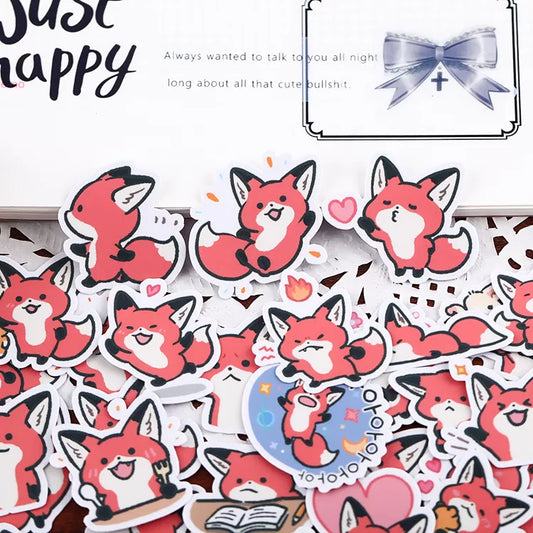 38pcs Little Fox Cartoon Stickers - DIY Photo Album Waterproof Decoration - Fox - All Products - Decorative Stickers