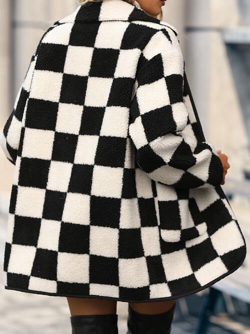 Checkered Button Front Coat with Pockets - All Products - Coats & Jackets - 3 - 2024