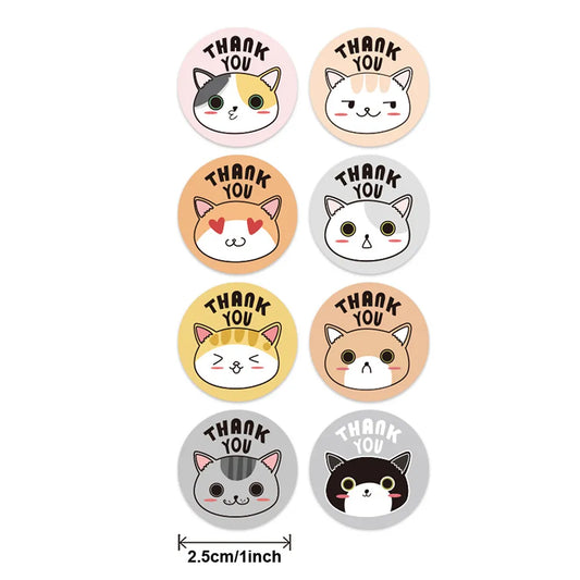 Cute Animal Thank You Stickers Roll - 100-500 PCS - All Products - Decorative Stickers - 2 - 2024