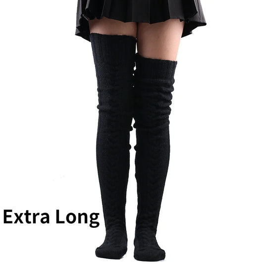 Extra Long Thigh High Stockings - Harajuku Winter Leg Warmers - Black / 85cm - Socks & Hosiery - Socks - 7 - 2024