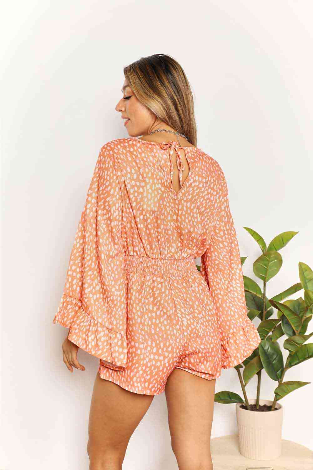 Flare Sleeve Surplice Romper - All Products - Jumpsuits & Rompers - 2 - 2024
