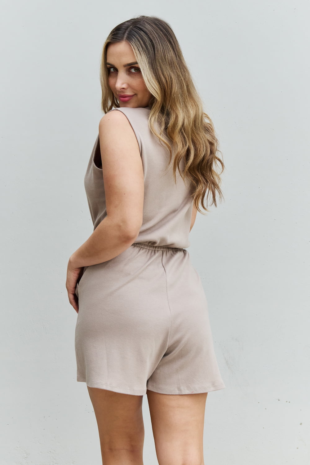 Forever Yours Full Size V-Neck Sleeveless Romper in Sand - All Products - Jumpsuits & Rompers - 10 - 2024