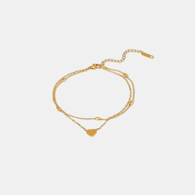 Heart Shape Double-Layered Anklet - Gold / One Size - All Products - Anklets - 6 - 2024