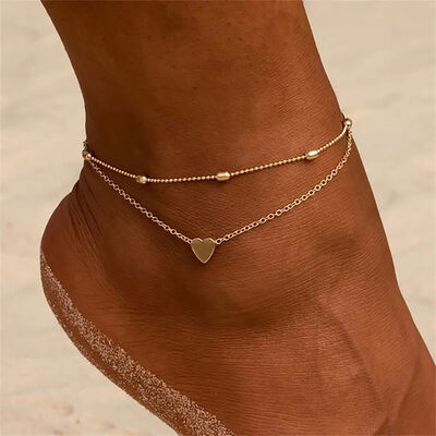 Heart Shape Double-Layered Anklet - Gold / One Size - All Products - Anklets - 3 - 2024