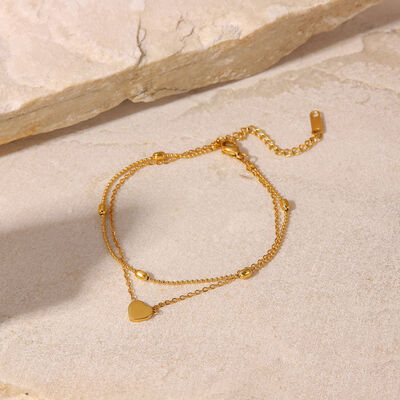 Heart Shape Double-Layered Anklet - Gold / One Size - All Products - Anklets - 2 - 2024