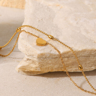 Heart Shape Double-Layered Anklet - Gold / One Size - All Products - Anklets - 5 - 2024