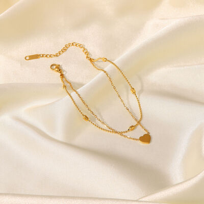 Heart Shape Double-Layered Anklet - Gold / One Size - All Products - Anklets - 4 - 2024