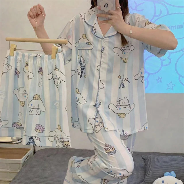 Hello Kitty Kuromi My Melody Cinnamoroll Flannel Pajamas - Multicolored / M - All Products - Pajamas - 8 - 2024