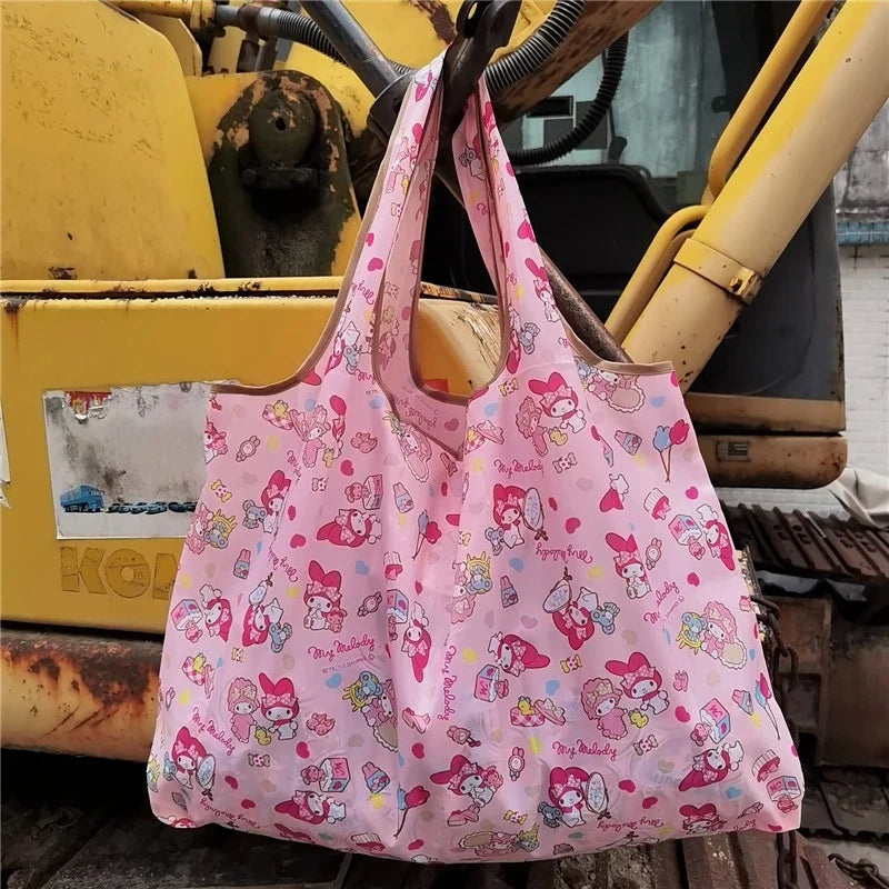 Hello Kitty Portable Foldable Tote Bag - Waterproof Large Shopping Bag - Reusable & Environmentally Friendly - 09 - All
