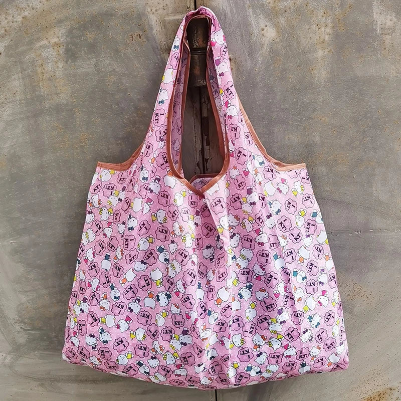 Hello Kitty Portable Foldable Tote Bag - Waterproof Large Shopping Bag - Reusable & Environmentally Friendly - 15 - All