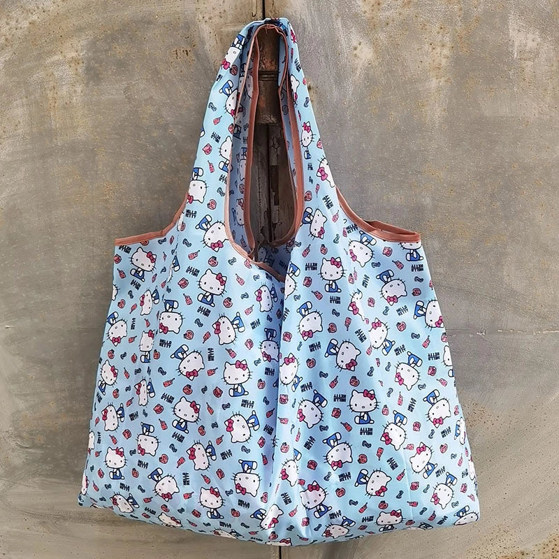 Hello Kitty Portable Foldable Tote Bag - Waterproof Large Shopping Bag - Reusable & Environmentally Friendly - 17 - All