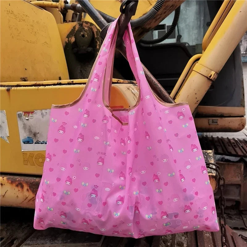 Hello Kitty Portable Foldable Tote Bag - Waterproof Large Shopping Bag - Reusable & Environmentally Friendly - 08 - All