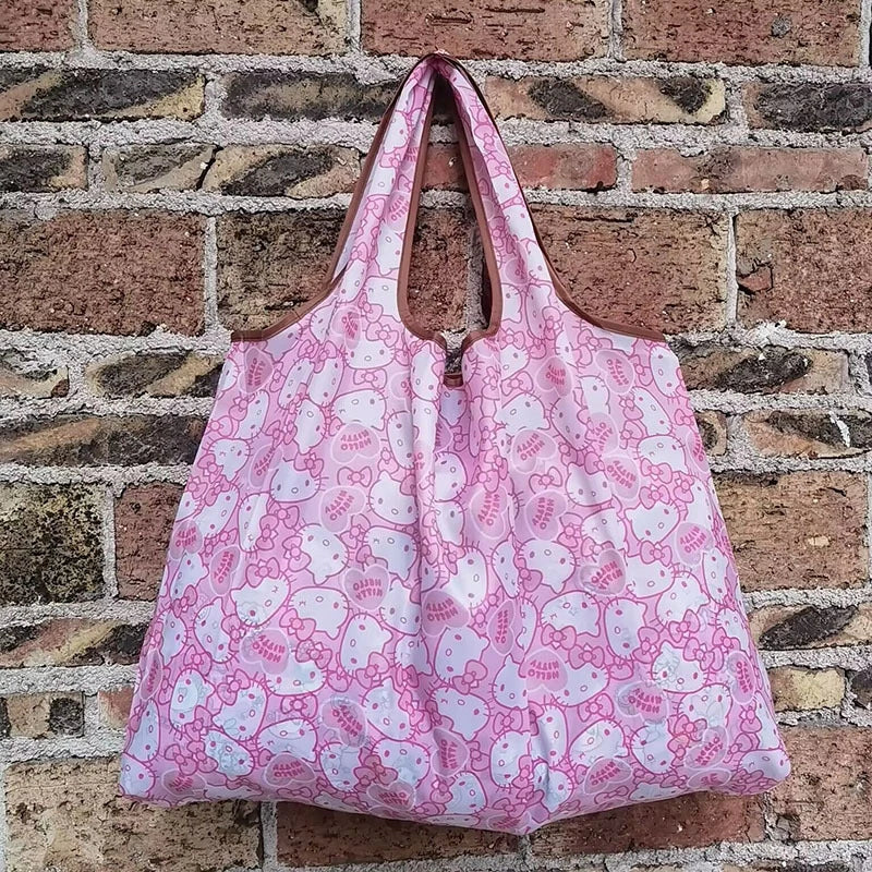 Hello Kitty Portable Foldable Tote Bag - Waterproof Large Shopping Bag - Reusable & Environmentally Friendly - 18 - All