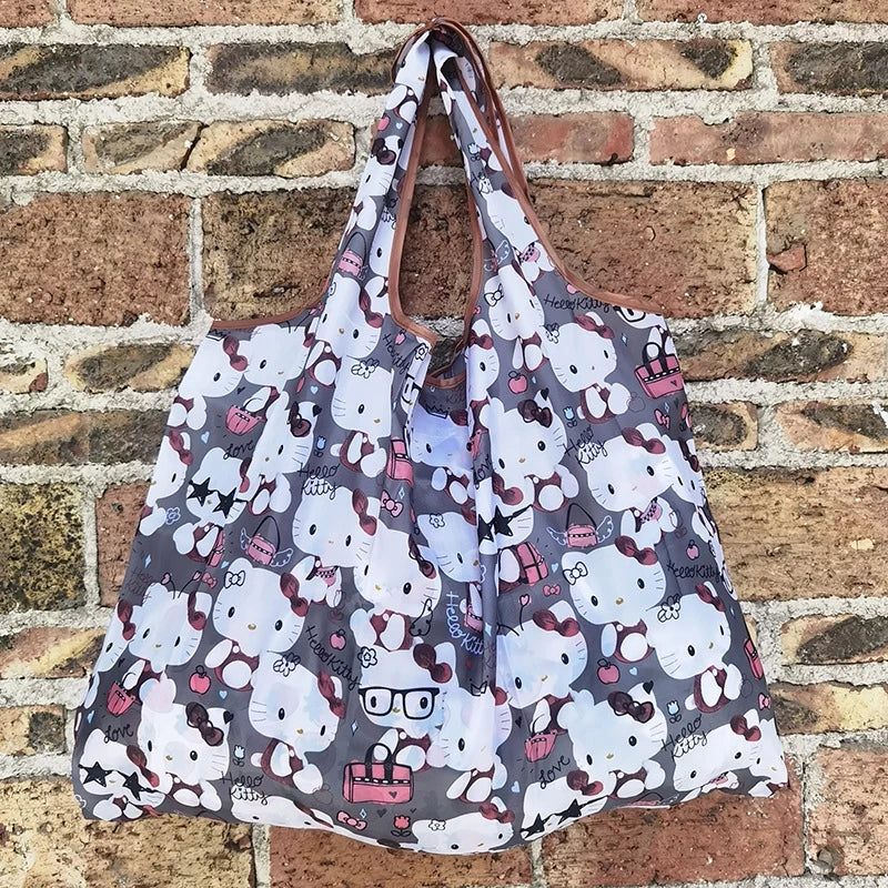 Hello Kitty Portable Foldable Tote Bag - Waterproof Large Shopping Bag - Reusable & Environmentally Friendly - 24 - All